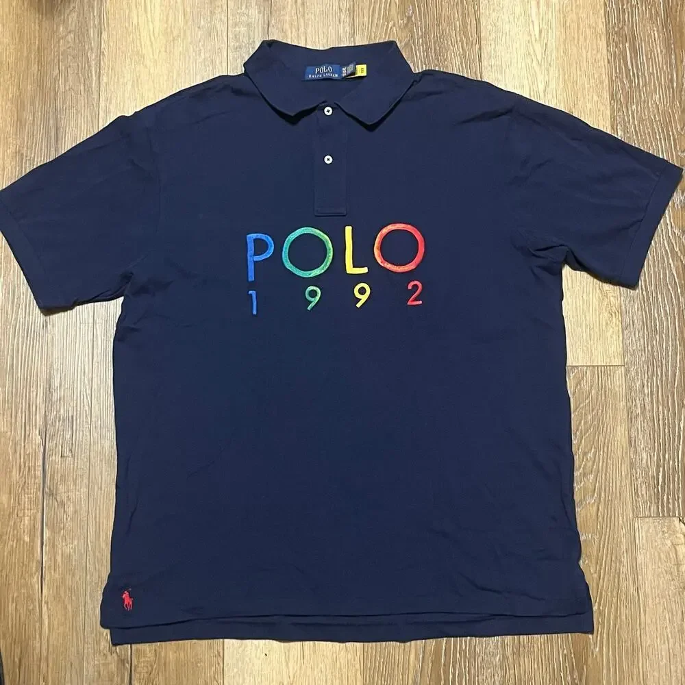 POLO Ralph Lauren Navy Blue 1992 Mesh Polo Shirt Mens XLT Tall Embroidered Logo